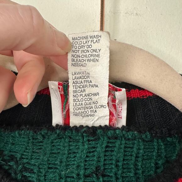 Sm Vtg Nutcracker USA Made Acrylic Christmas Sweater Tree & Bears Holiday Knit - Picture 5 of 6